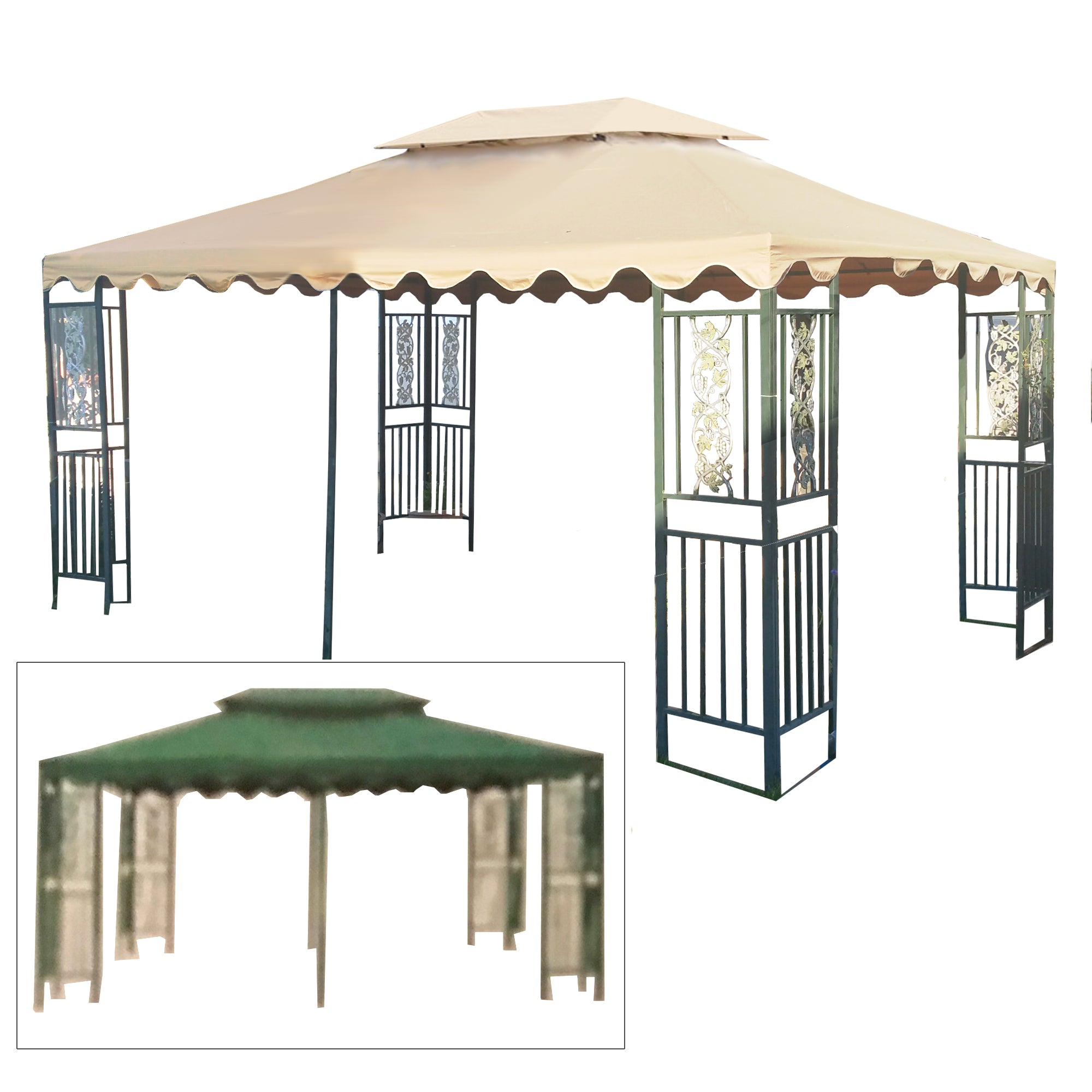 Replacement Canopy for DC AM 10x15 Two Tiered Gaz - Riplock - BEIGE