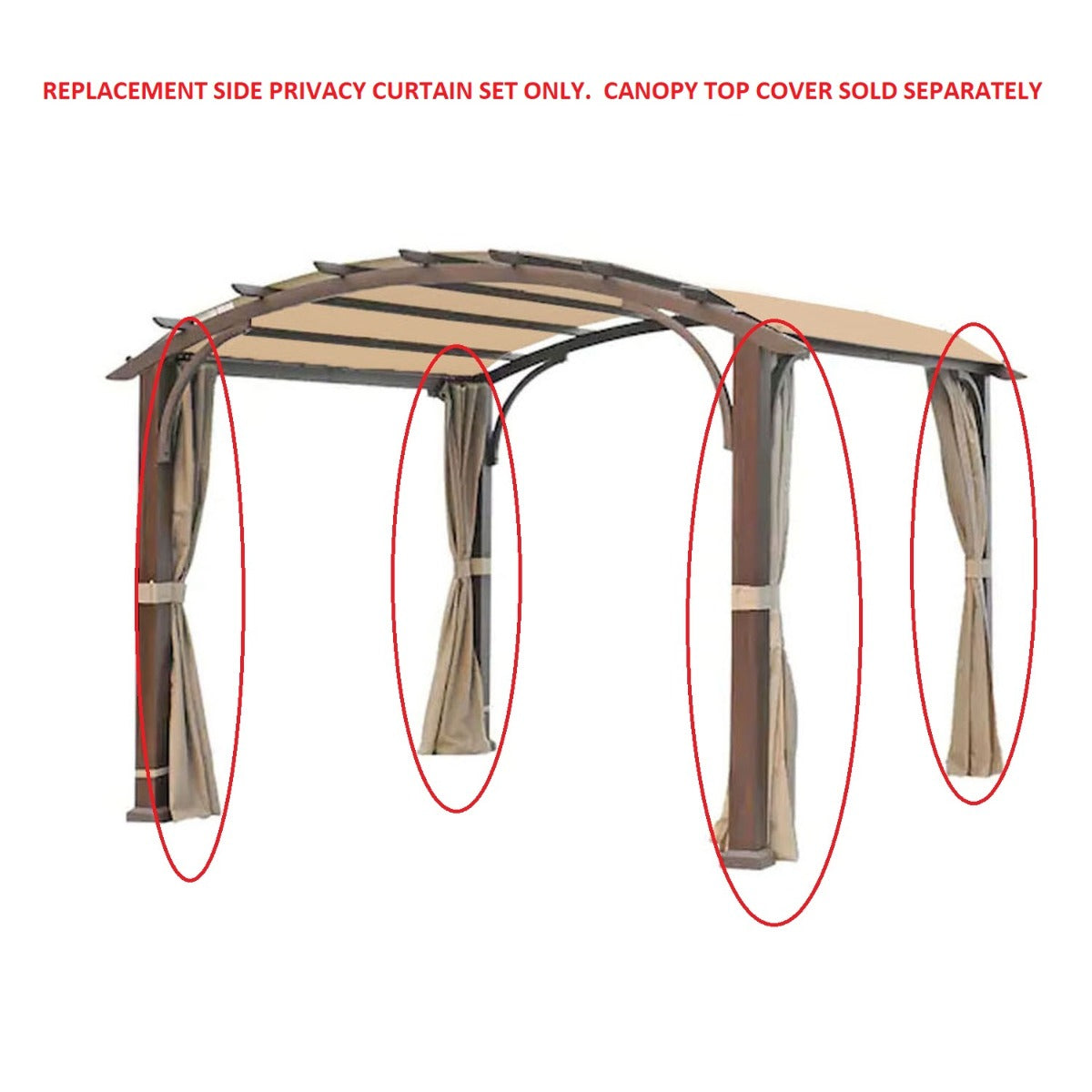 Replacement Privacy Curtain Set for TPPER9117, TPPER9117A AR Freestanding Pergola