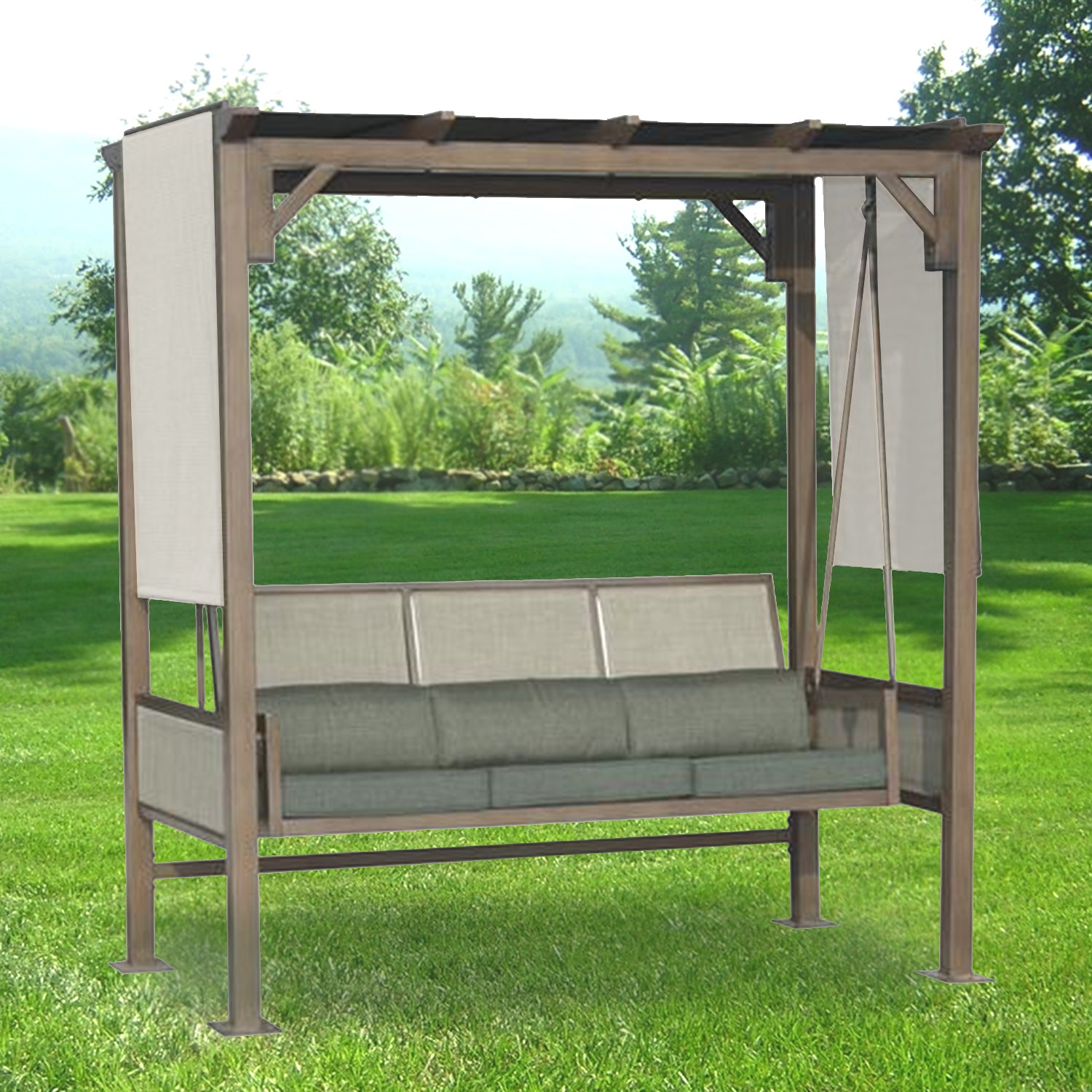 Replacement Canopy for Danbury Pergola Swing - Slate Gray - Riplock 350
