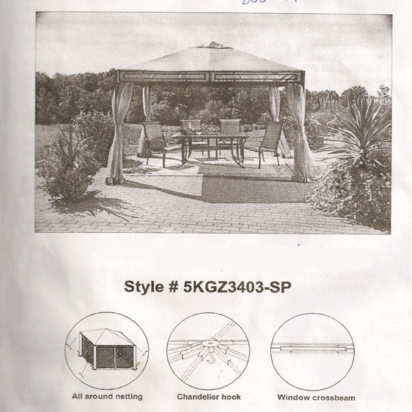 Pacific Casual 11 x 9 Replacement Canopy and Netting - 350