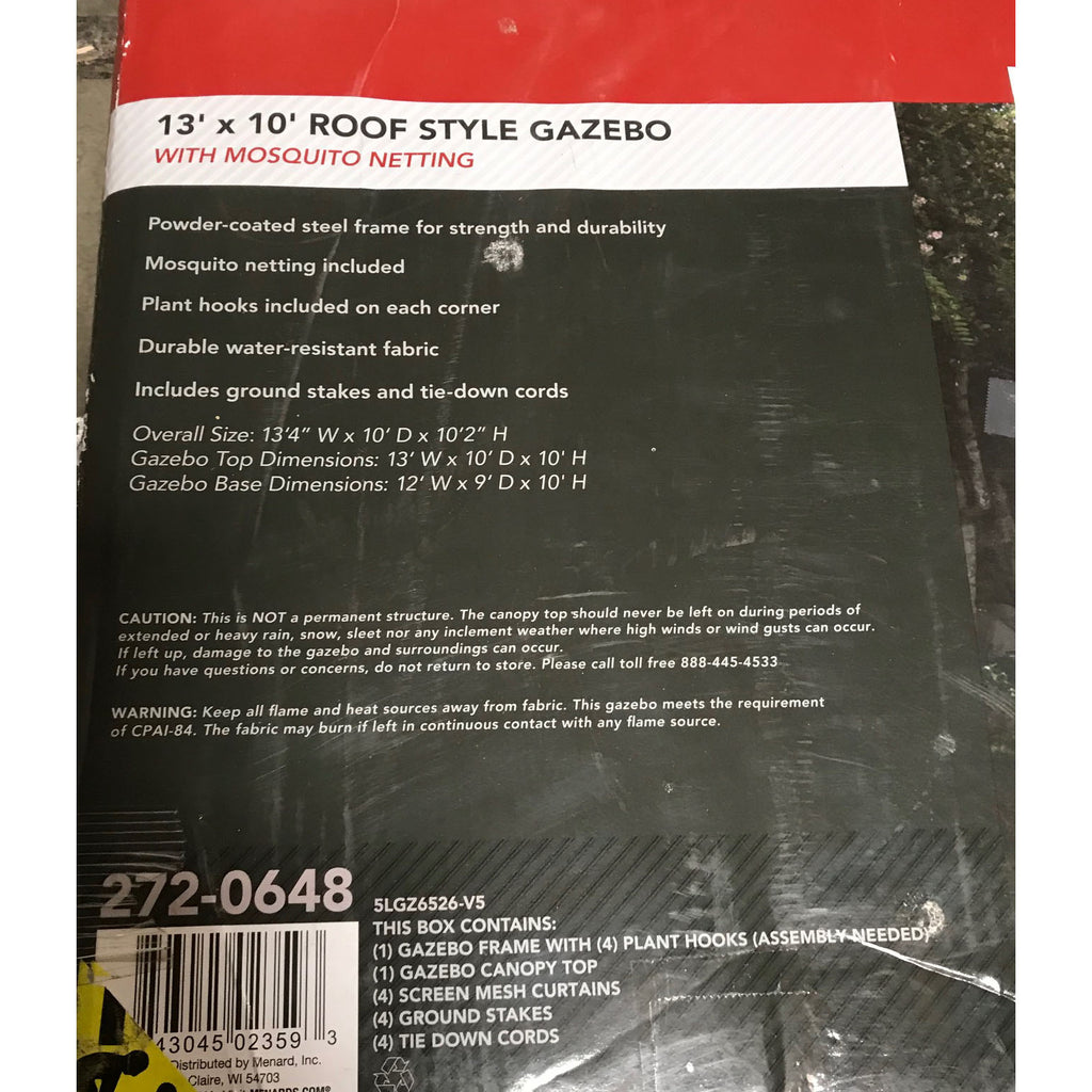 Replacement Canopy for Menards Version 5 5LGZ6526-V5 13' x 10' Gazebo
