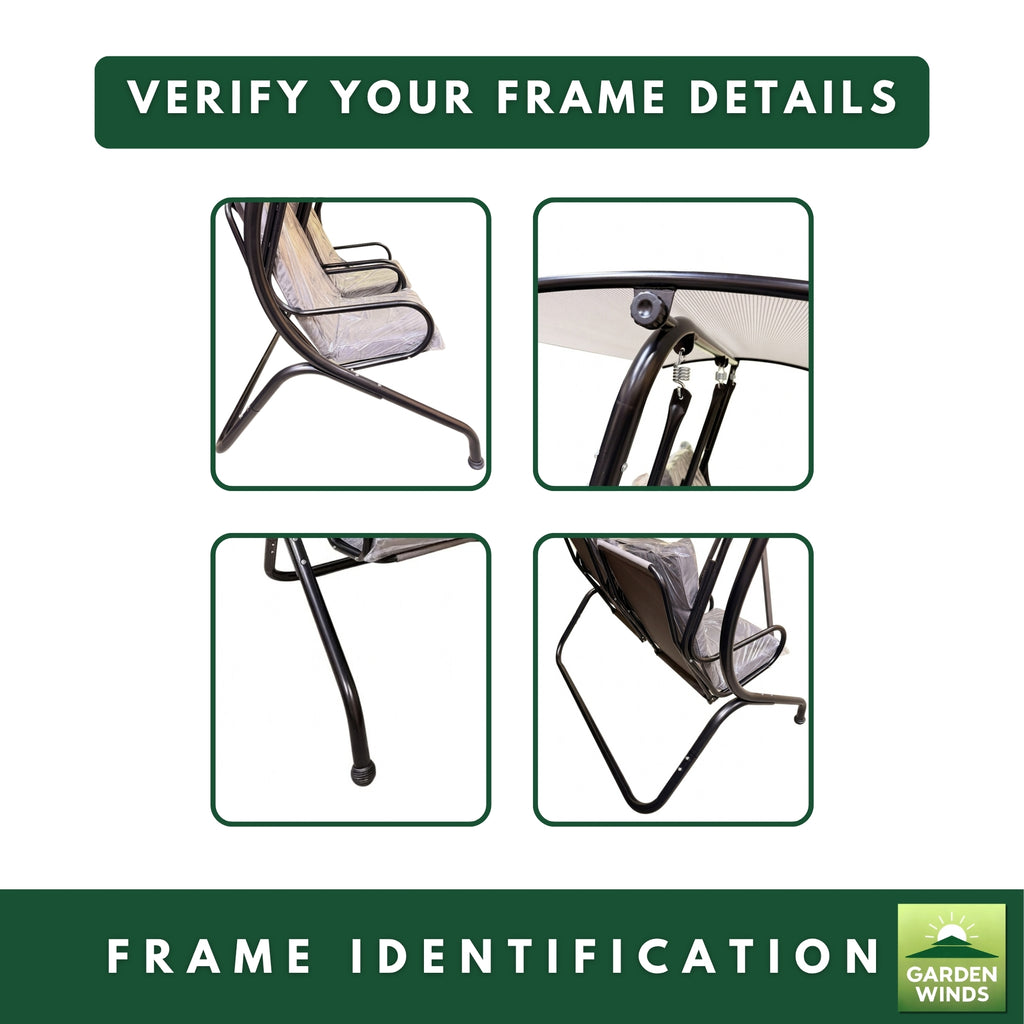 Replacement Canopy for Independent BT-96182, 2722944 2 Person Swing - Slate Gray, RipLock 350