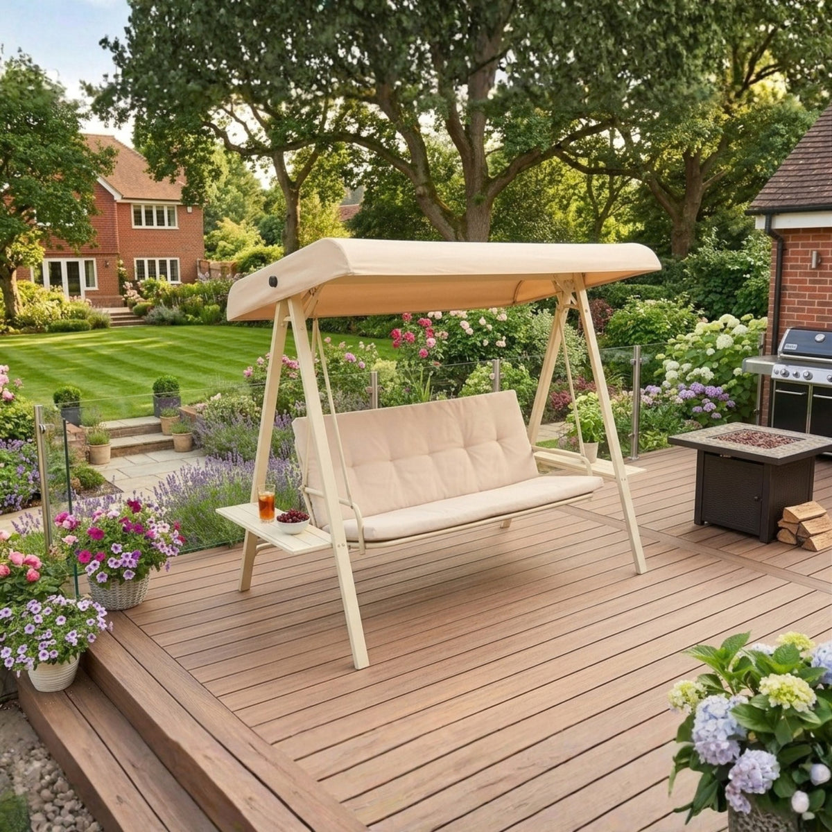 Replacement Canopy for Red Shed ZX2612 3 Person Swing - Beige, RipLock 350