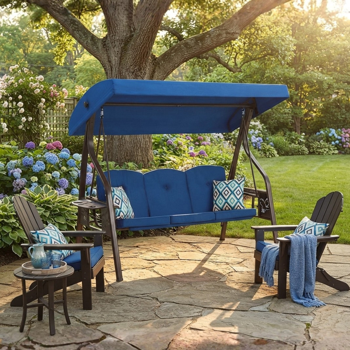 Replacement Canopy for ZZW 3 Seat Eagle Swing - Blue, RipLock 350