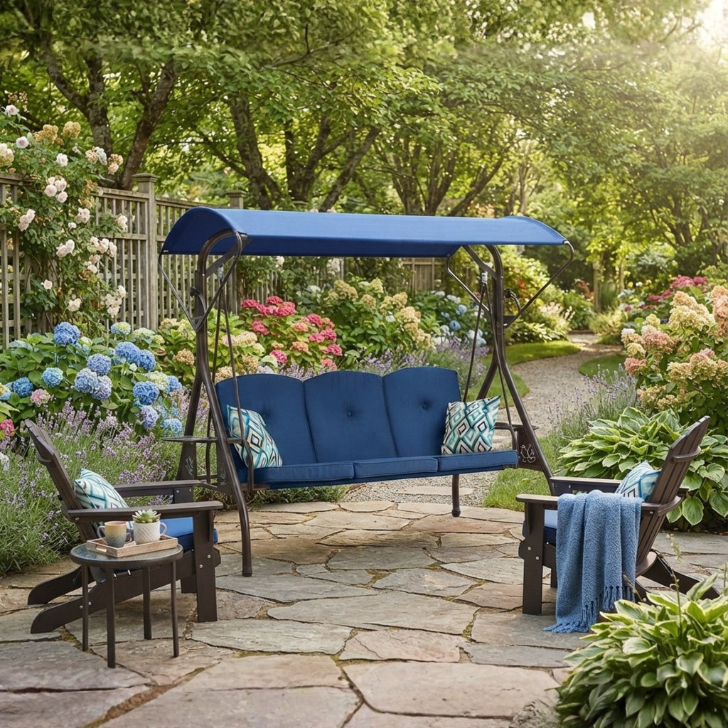 Replacement Canopy for ZZW Curved 3 Seat Eagle Sling Swing - Blue, RipLock 350