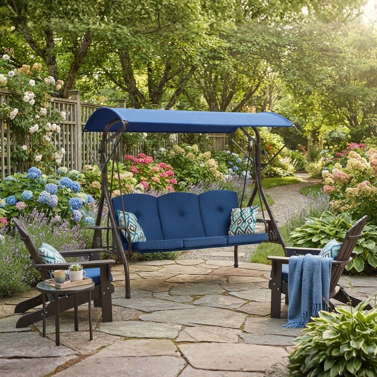 Replacement Canopy for ZZW Curved 3 Seat Eagle Sling Swing - Blue, RipLock 350