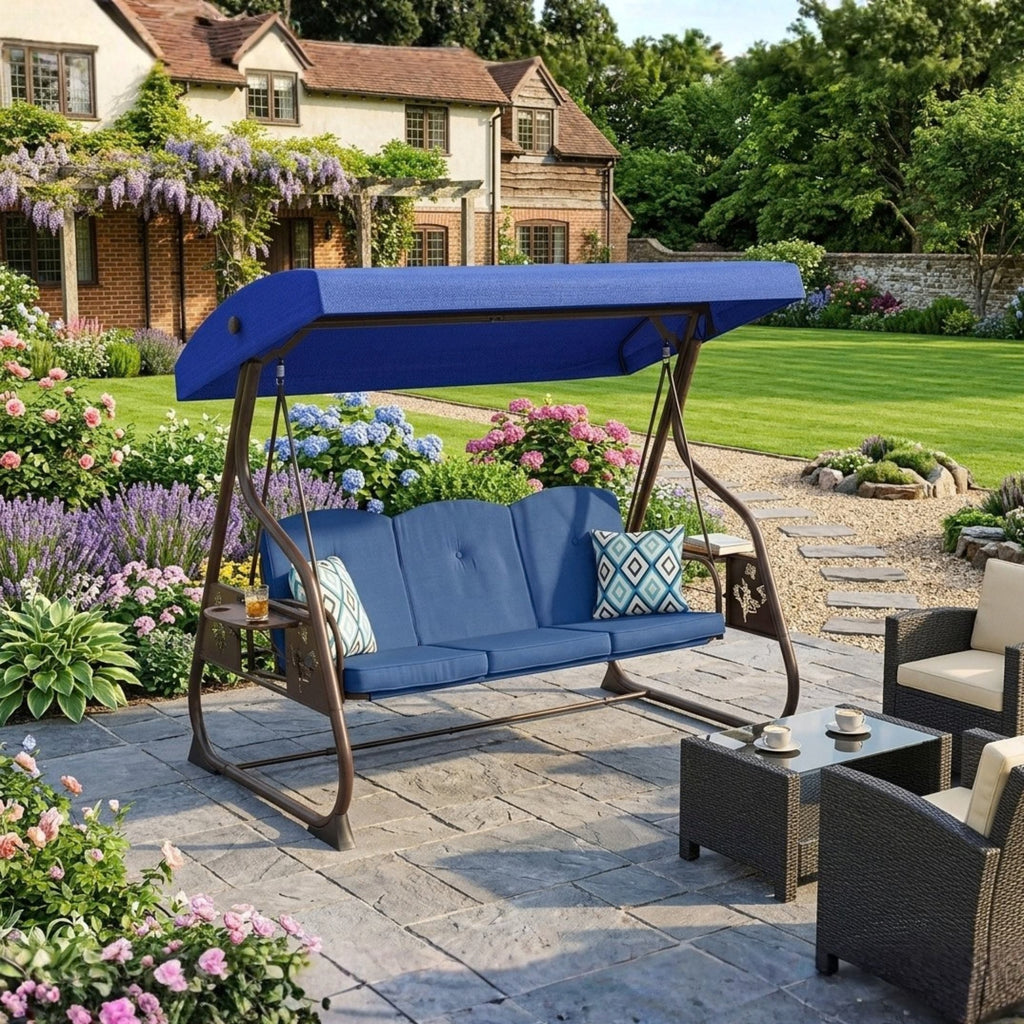 Replacement Canopy for ZZW 3 Seat Curved Leg Swing - Blue, RipLock 350