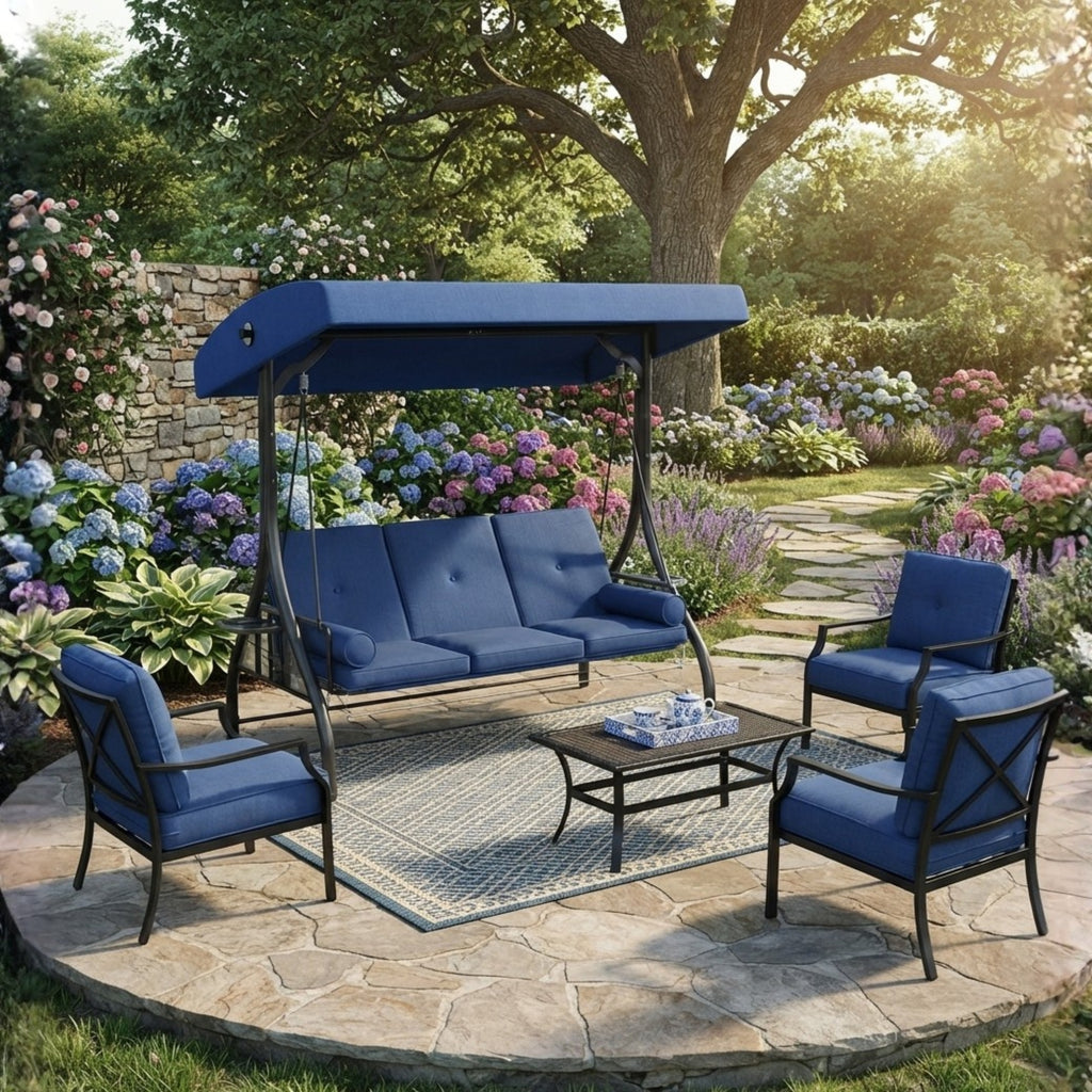Replacement Canopy for Aoxun 3 Person Swing - Blue, RipLock 350