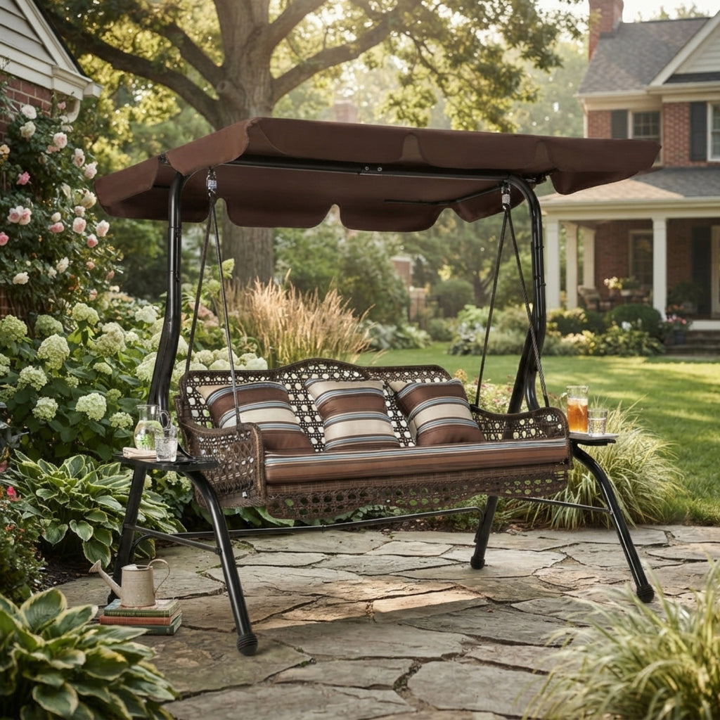 Replacement Canopy for Aecojoy 3 Seat Swing - Brown, RipLock 350