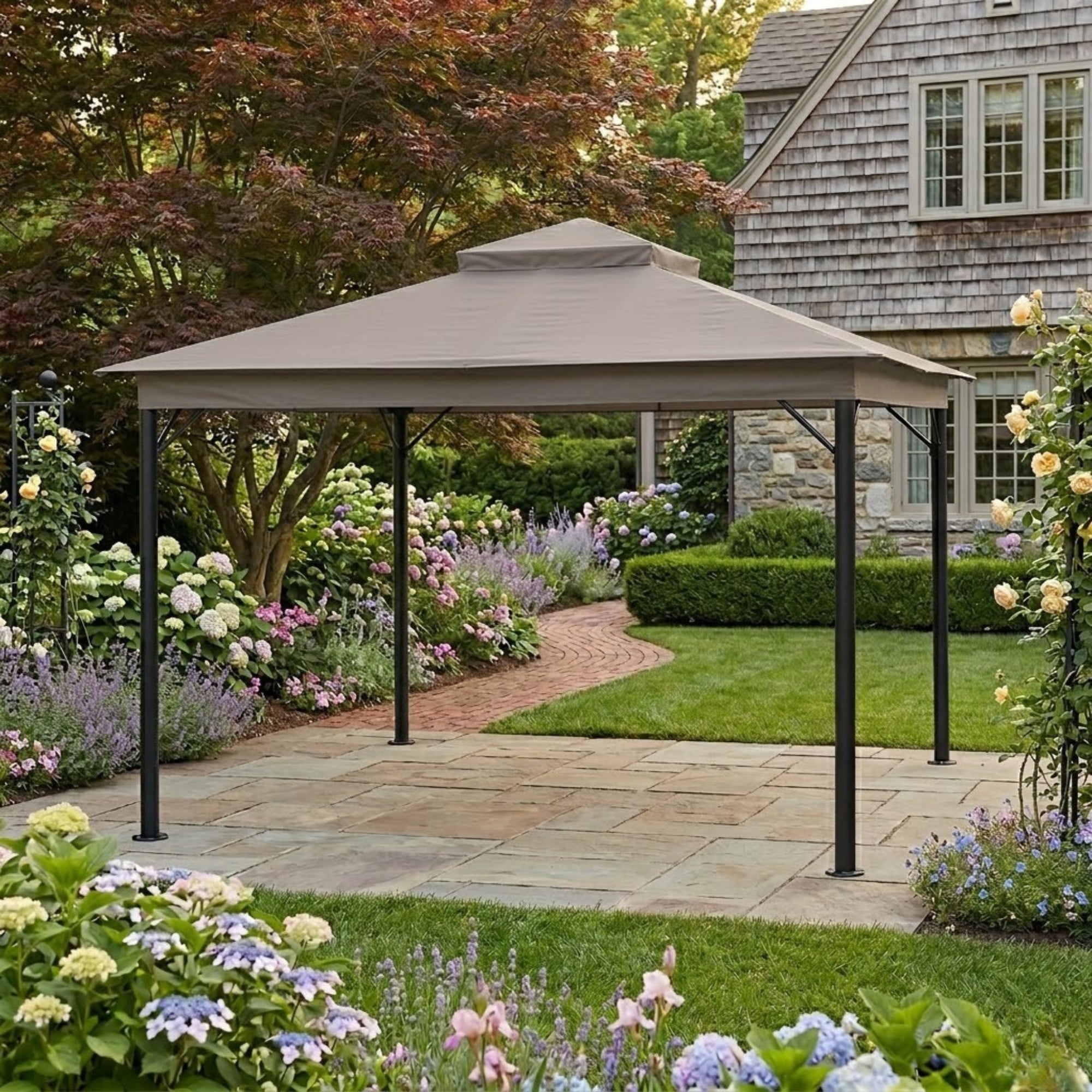 Replacement Canopy for Style Selections TGZ90370 10' x 10' Gazebo - Slate Gray, RipLock 350