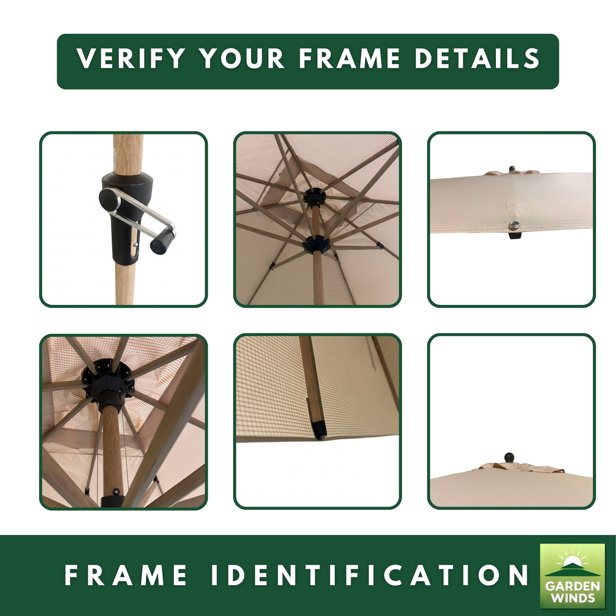 Replacement Canopy for Purple Leaf 9' x 12' Patio Umbrella - Beige, RipLock 350