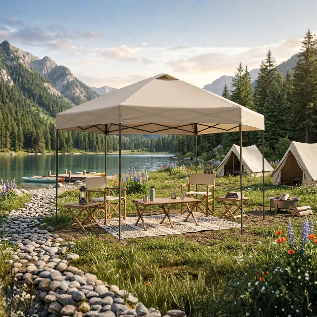 Replacement Canopy for Crown Shades 14' x 14' Pop Up Gazebo - Beige, RipLock 350