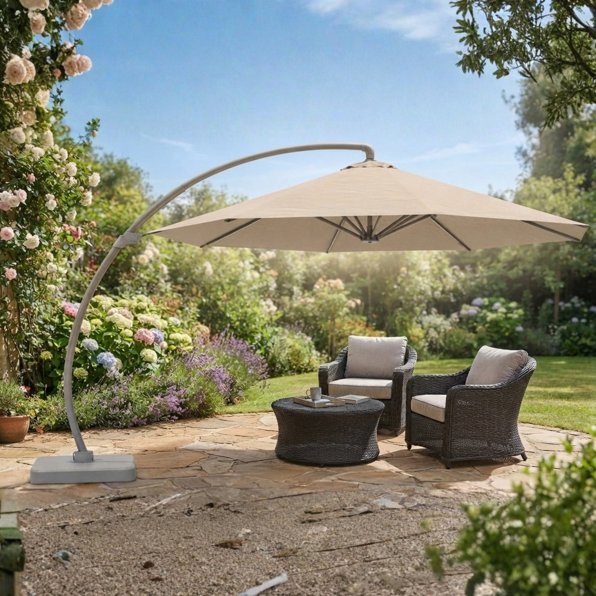 Replacement Canopy for Aoxun Kingdura 11’ LED Umbrella - Beige, RipLock 500