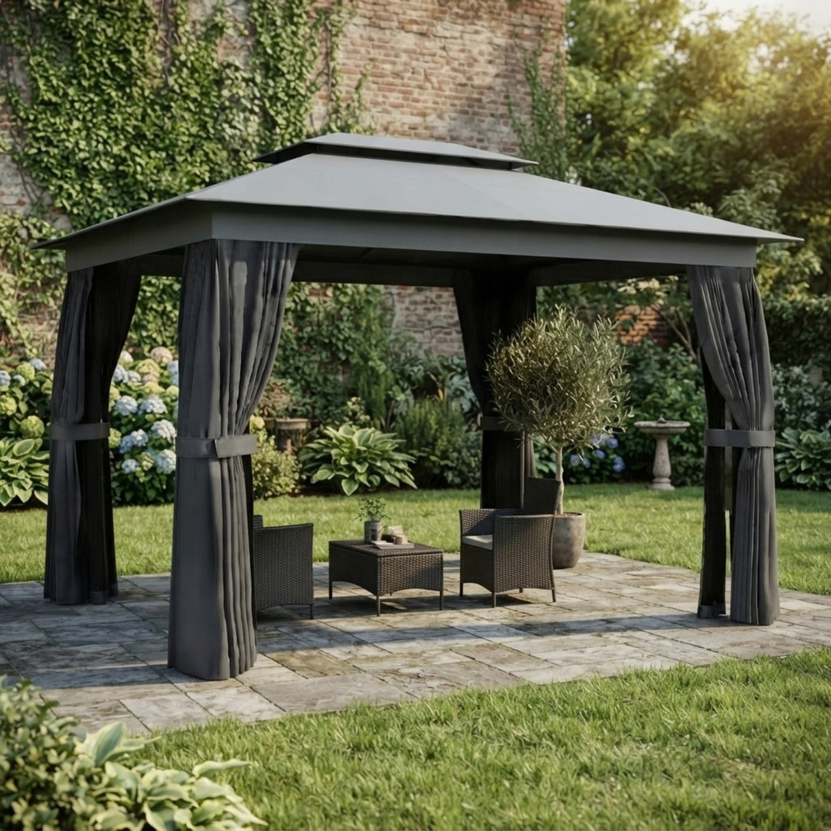 Replacement Canopy for Outsunny 84C-792V01CG 10’ x 12’ Gazebo - Slate Gray, RipLock 350