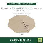 Replacement Canopy for Lausaint Home 12’ Umbrella - Beige, RipLock 350