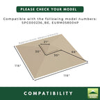 Replacement Canopy for Hoteel 10’ x 10’ Umbrella - Beige, RipLock 350