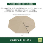 Replacement Canopy for StyleWell, Olilawn 10' Round Umbrella - Beige, RipLock 350