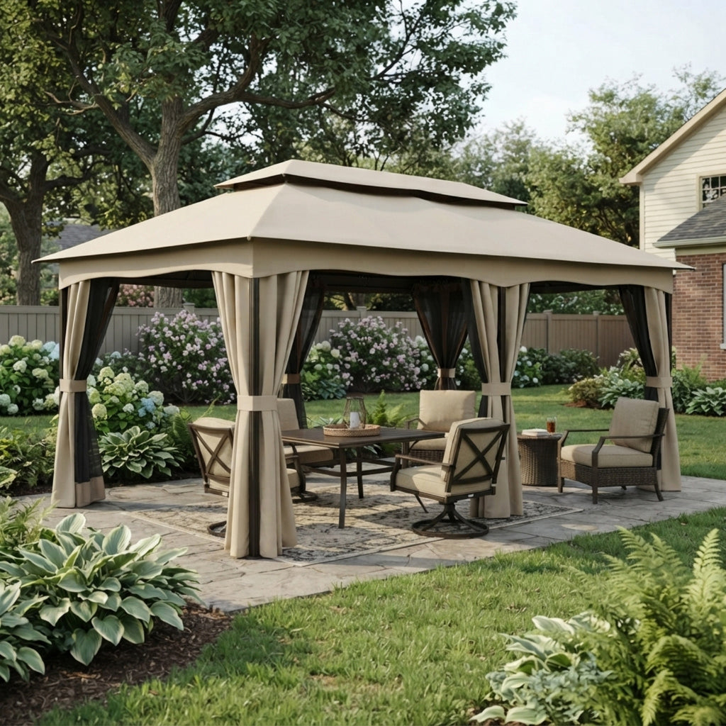 Replacement Canopy for Hoteel 12’ x 20’ Gazebo - Beige, RipLock 350