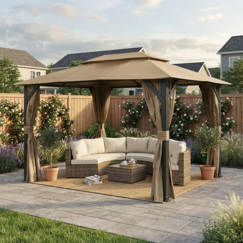 Replacement Canopy for Domi 10’ x 13’ Gazebo - Beige, RipLock 350
