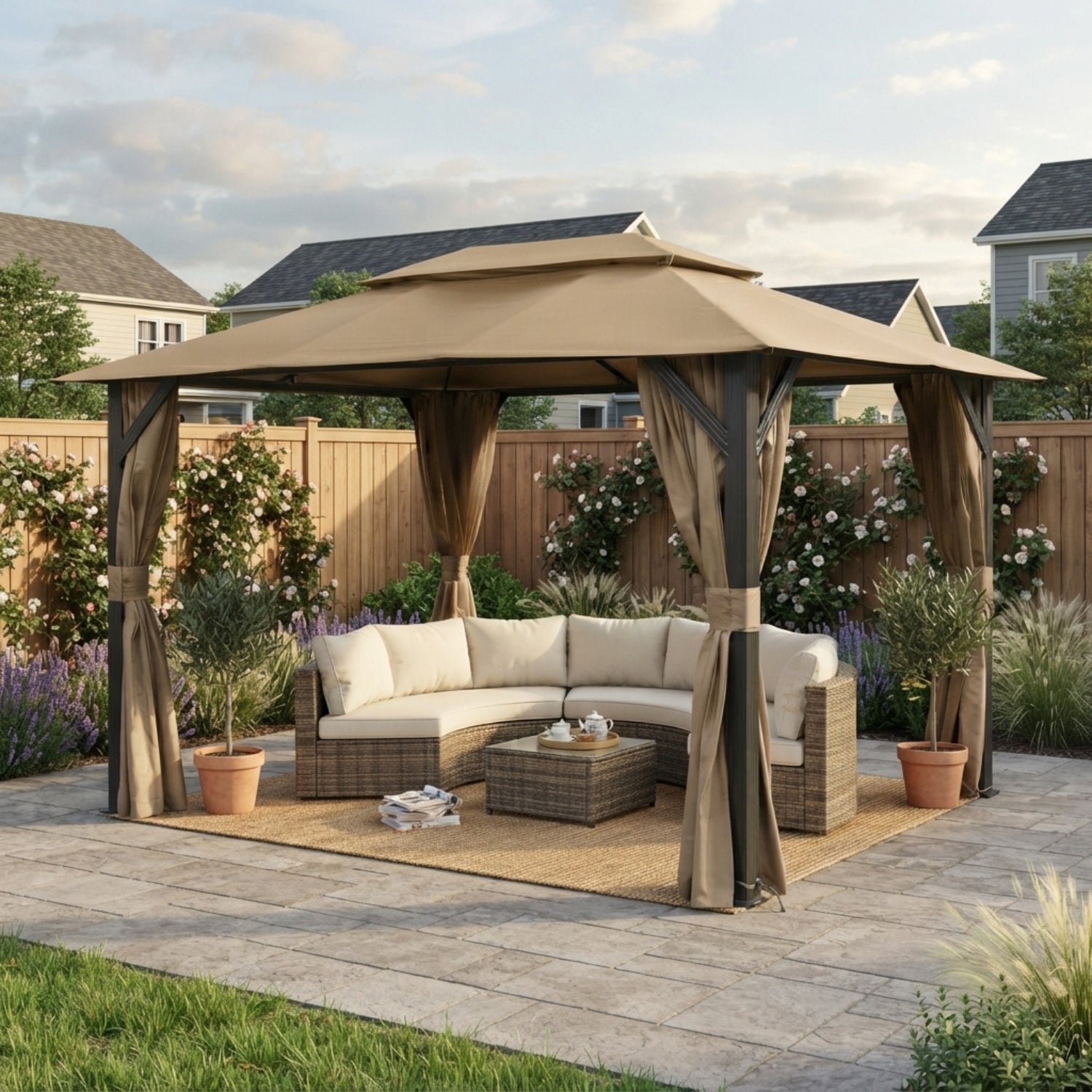 Replacement Canopy for Domi 10’ x 13’ Gazebo - Beige, RipLock 350