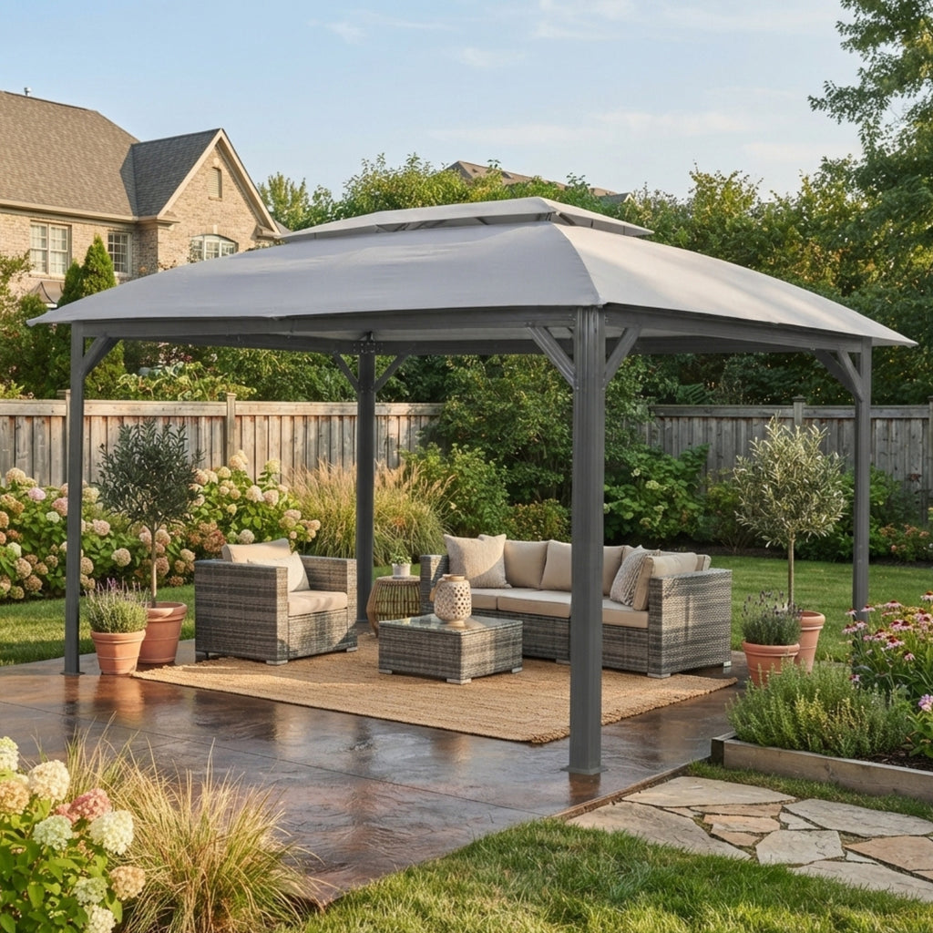 Replacement Canopy for Domi 10’ x 14’ Gazebo - Slate Gray, RipLock 350