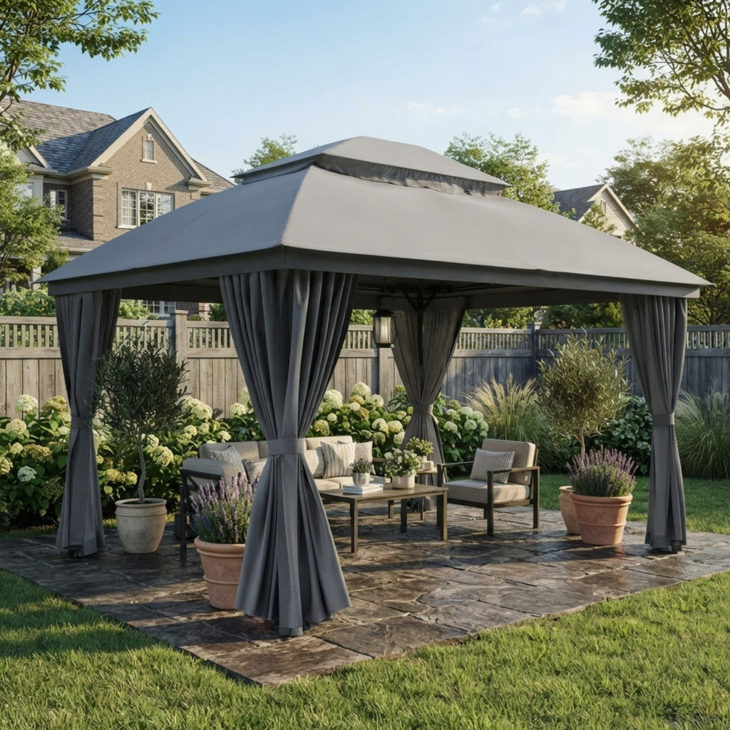 Replacement Canopy for LuxaDomas 10’ x 13’ Gazebo - Slate Gray, RipLock 350