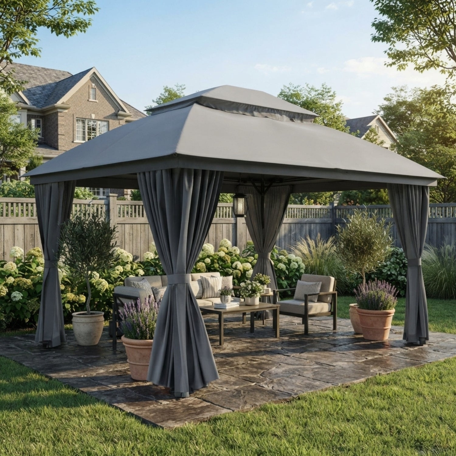 Replacement Canopy for LuxaDomas 10’ x 13’ Gazebo - Slate Gray, RipLock 350