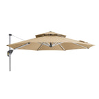 Replacement Canopy for Purple Leaf 12’ Two Tiered Round Umbrella - Beige, RipLock 350