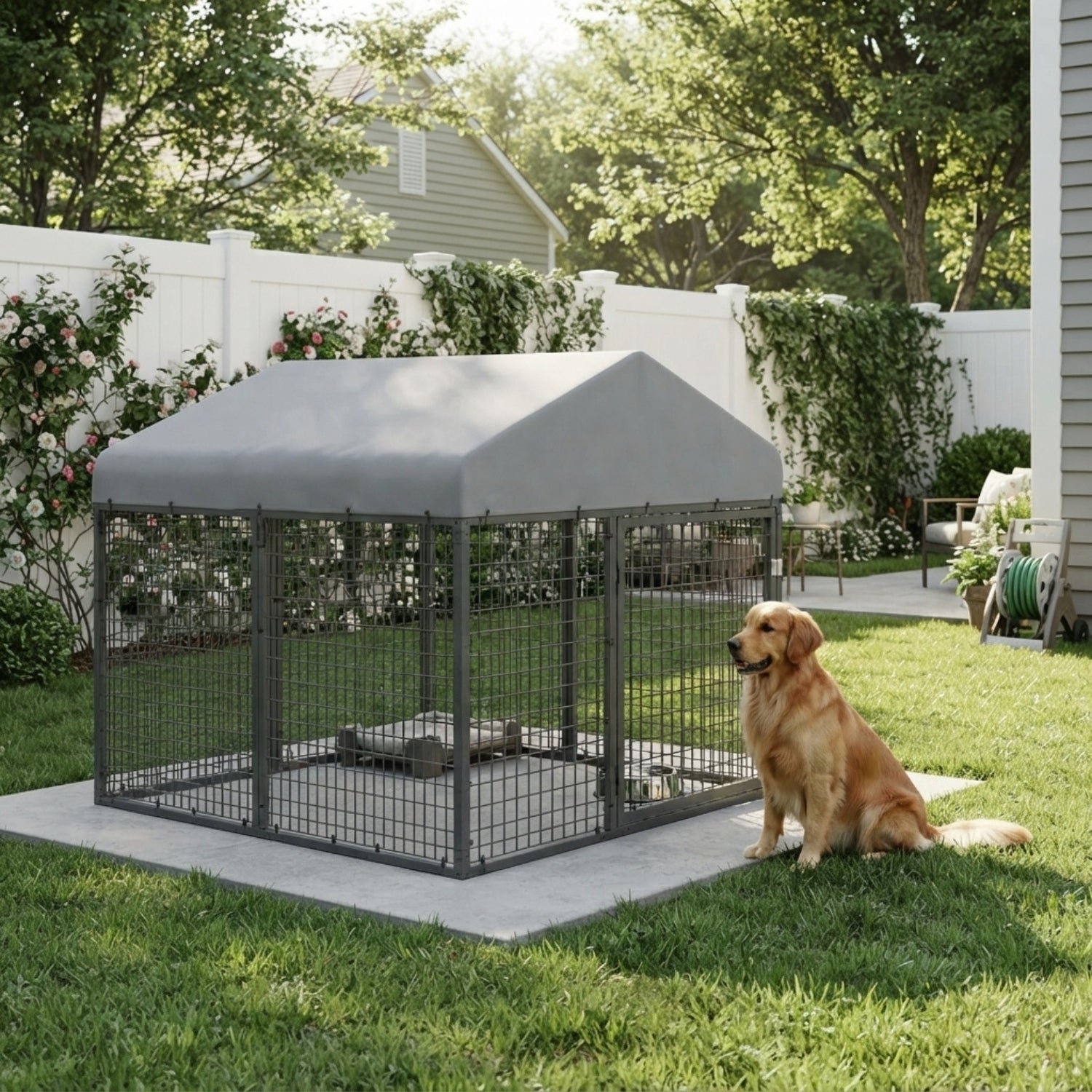 Replacement Canopy for Petony Large 79” x 79” Dog Kennel - Slate Gray, RipLock 350