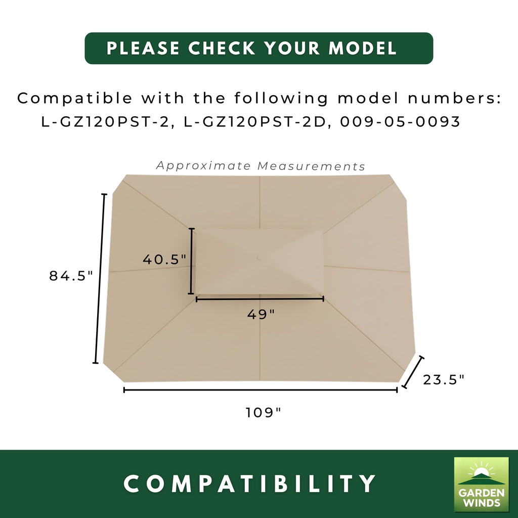 Replacement Canopy for Bay Window L-GZ120PST-2D 10' x 12' Gazebo