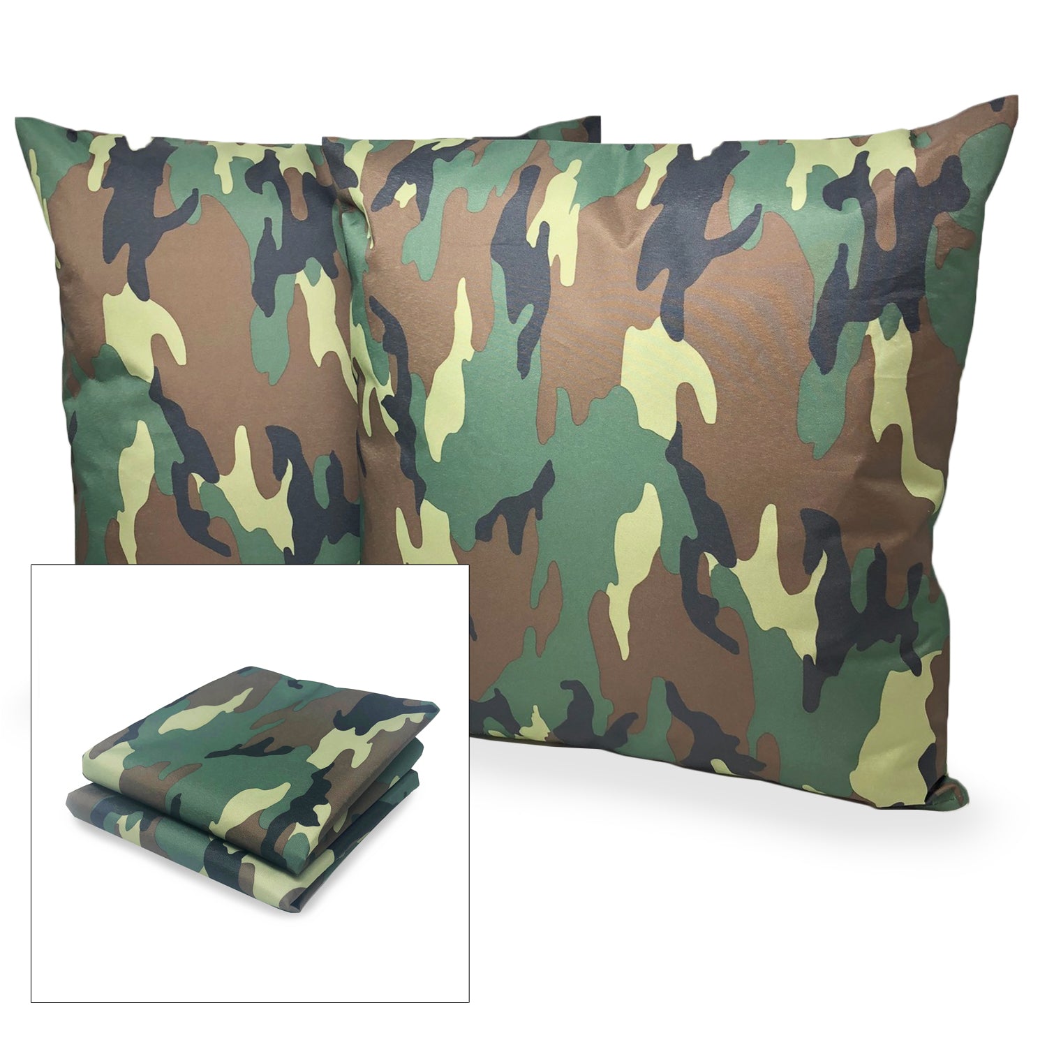 Pillow Cases - Set of 2 - Camo Green - Pillows Not Included