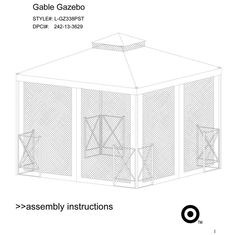 Gable Gazebo Replacement Canopy - RipLock 350