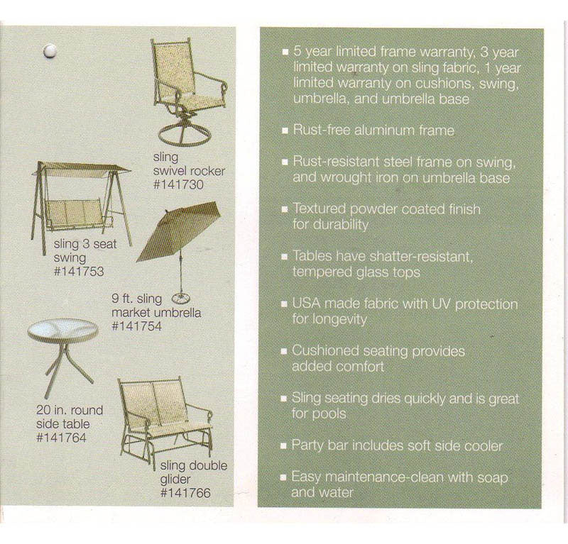 Lowes Richmond Three Person Sling Replacement Canopy