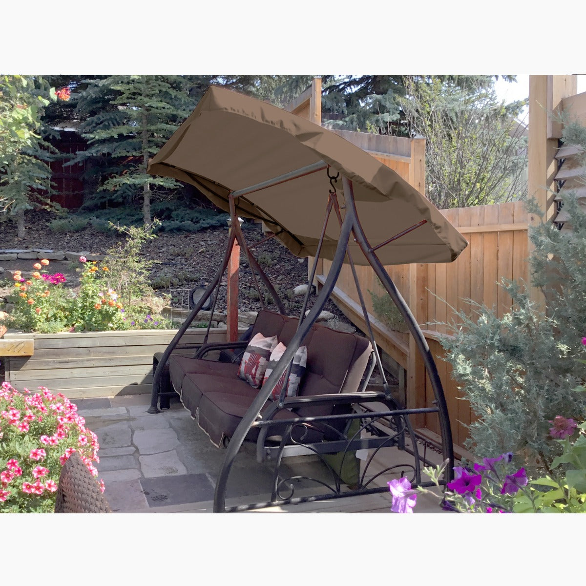 Replacement Canopy for Costco Round Side Table Swing - Nutmeg 350