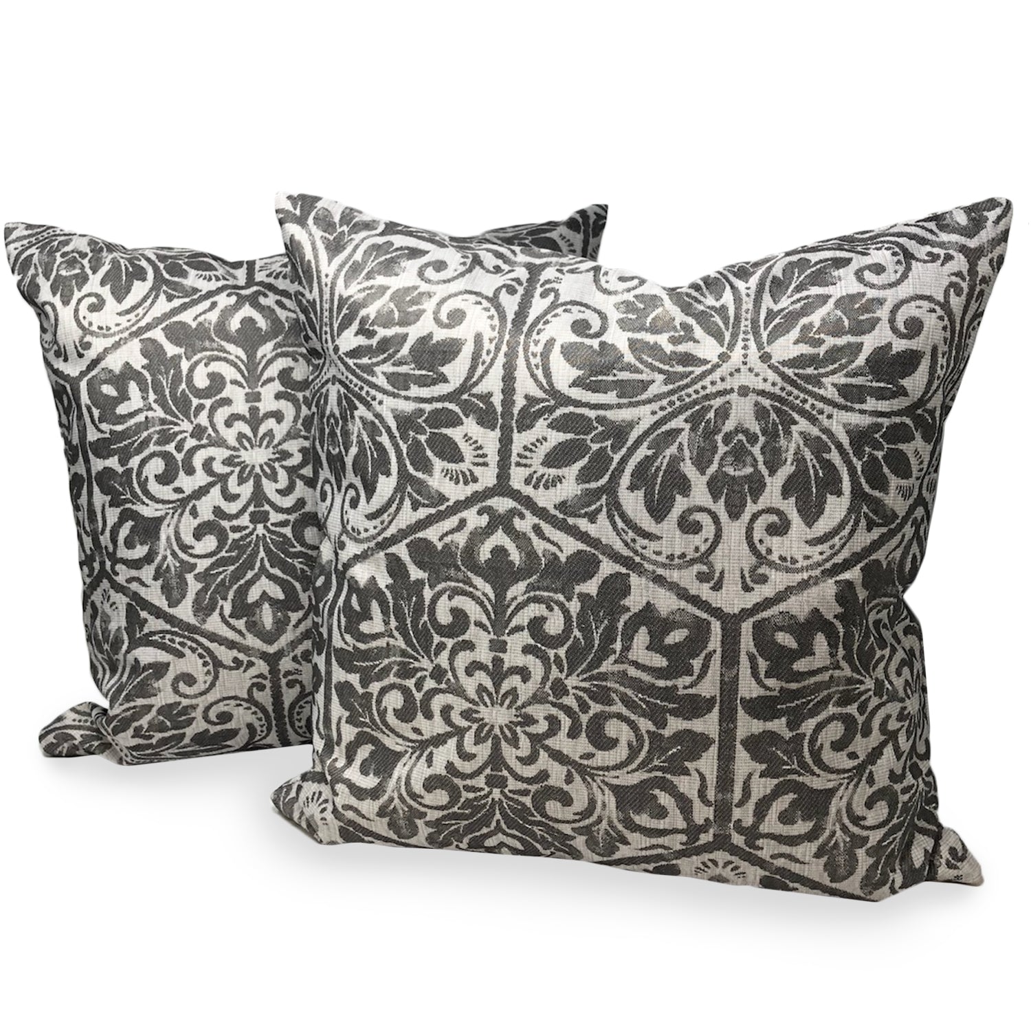 Pillow Cases - Set of 2 - Damask Beige - Pillows Not Included