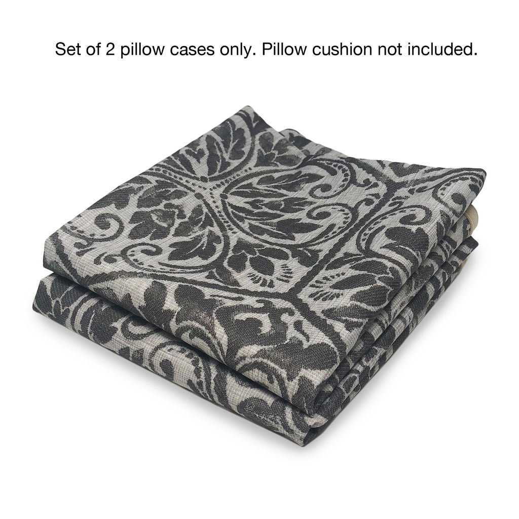 Pillow Cases - Set of 2 - Damask Beige - Pillows Not Included