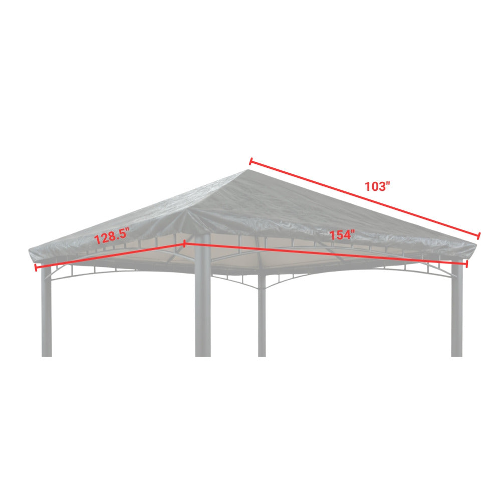 Gazebo Canopy Protective Rain Cover for Allen Roth 10' x 12' Gazebo - Black