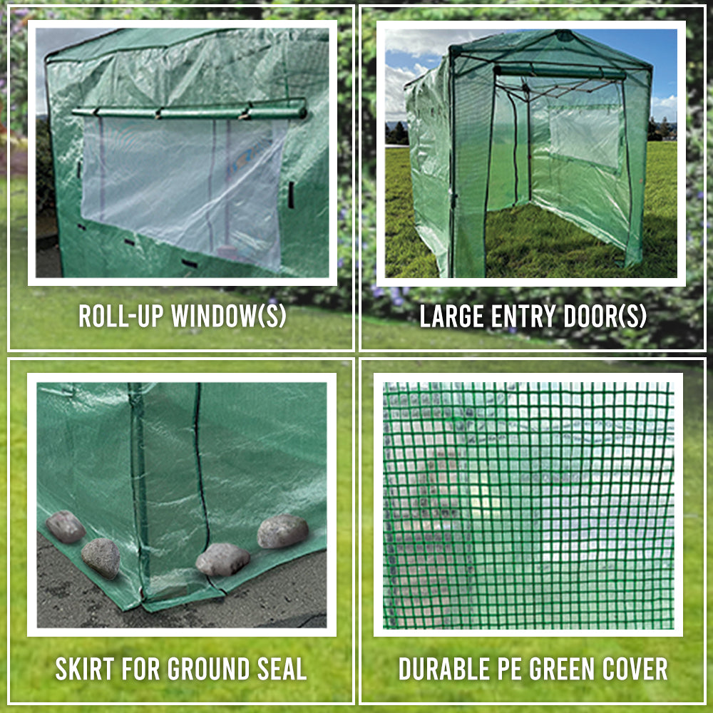 Replacement Cover for Eagle Peak 6' x 4' Portable Walk In Instant Pop Up Greenhouse - PE Fabric - Green
