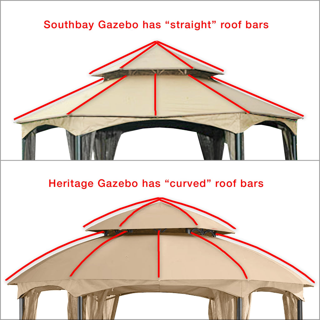 Replacement Canopy and Netting Set for Heritage L-GZ793PST-E 12'x12' Gazebo - Beige, Riplock 350