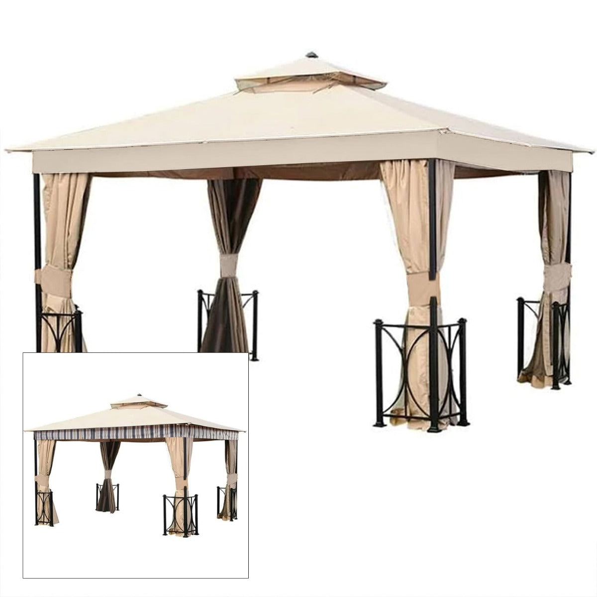 Replacement Canopy and Netting Set for Belcourt Gazebo - RipLock 350