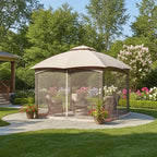 Replacement Canopy and Netting Set for Allen Roth GF-12S004B, TPGAZ17-002 10' x 12' Gazebo - Beige, RipLock 350