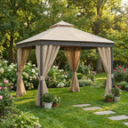 Replacement Canopy and Netting Set for Camarillo 5LGZ1176 10' x 12' Gazebo - Beige, RipLock 350