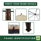 Replacement Canopy and Netting Set for Cedar River GF-13S021B 10' x 12' Gazebo - Beige, RipLock 350