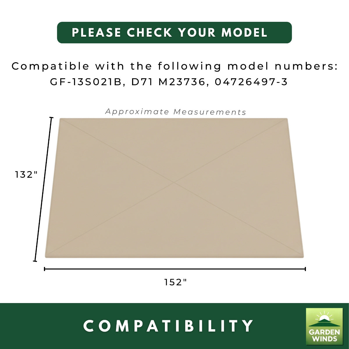 Replacement Canopy and Netting Set for Cedar River GF-13S021B 10' x 12' Gazebo - Beige, RipLock 350