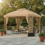 Replacement Canopy and Netting Set for Terrace L-GZ454PST-C 10' x 12' Gazebo - Beige, RipLock 350