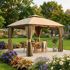 Replacement Privacy Curtain Set for South Hampton L-GZ215PST-A, L-GZ659PST 11' x 13' Gazebo - Beige, 350