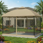 Replacement Canopy and Netting Set for South Hampton L-GZ215PST-A, L-GZ659PST 11' x 13' Gazebo - Beige, RipLock 350