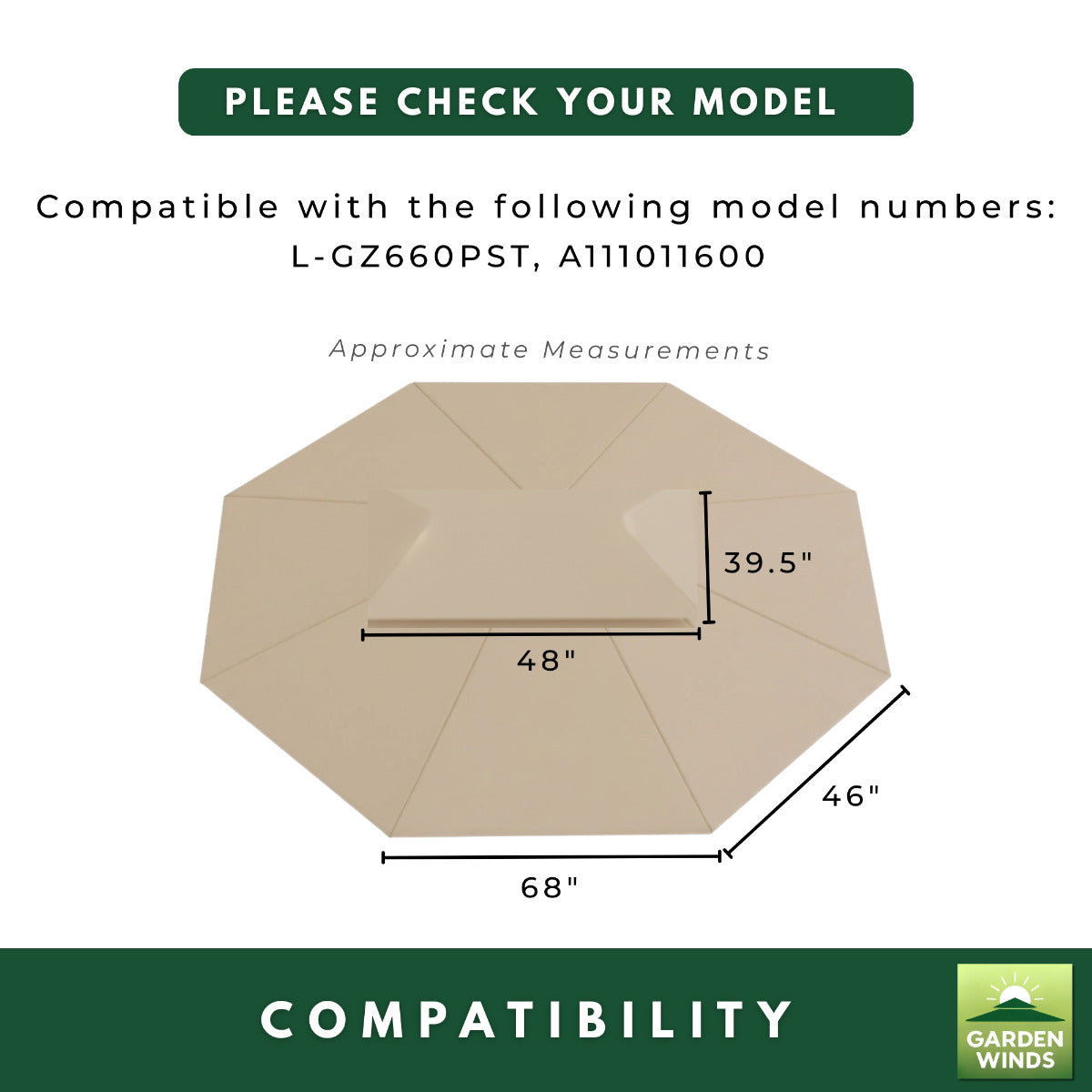 Replacement Canopy for Baskerville W001101371T 10' x 13' Gazebo