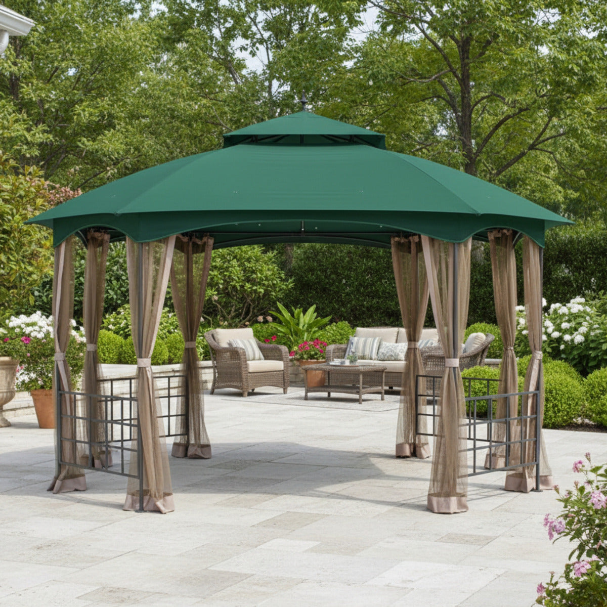 Replacement Canopy for Newport L-GZ660PST 11' x 13' Gazebo - Riplock 350, Green Spruce