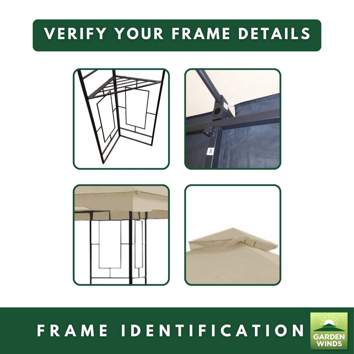 Replacement Canopy for Garden Treasures Geo L-GZ724PST-B 10' x 10' Gazebo